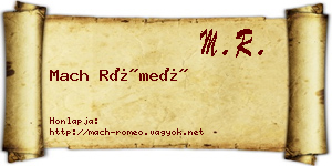 Mach Rómeó névjegykártya